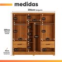 Ver imagem 3 de Guarda Roupas Casal 6 Portas Reflecta com LED 4 Gavetas Mavie