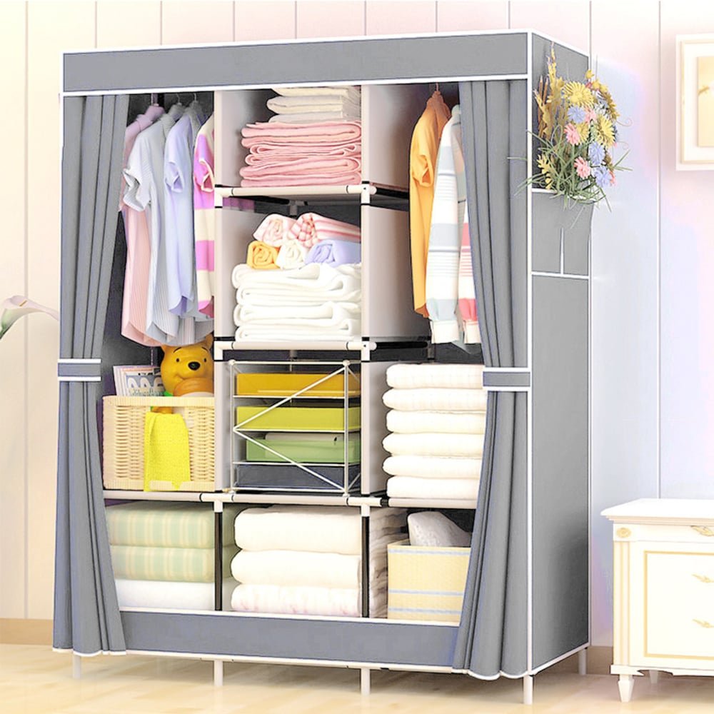 Guarda Roupa Portátil 3 Portas Cor Cinza