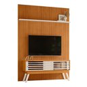 Ver imagem 2 de Kit Painel Piso-Teto Ripado Frizz 2 Portas MDF Cinamomo e Off White Pallazio