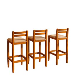 Kit 3 Banqueta Madeira Linho para Bistro ou Ilha 0,98cm - 2