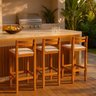 Kit 3 Banqueta Madeira Linho para Bistro ou Ilha 0,98cm - 1