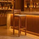 Ver imagem 3 de Kit 3 Banqueta Madeira Linho para Bistro ou Ilha 0,98cm