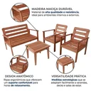 Ver imagem 5 de Conjunto para Jardim em Madeira Maciça 1 Sofá 2 Poltronas e Mesa de Centro Yescasa Marrom Cairo