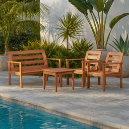 Conjunto para Jardim com 1 Sofá 2 Poltronas 1 Mesa de Centro Madeira Maciça Cairo sem Almofadinha - 2