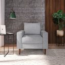 Ver imagem 1 de Poltrona Decorativa Ascona 1 Lugar em Eucalipto e Linho 85cm Cinza