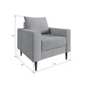 Ver imagem 3 de Poltrona Decorativa Ascona 1 Lugar em Eucalipto e Linho 85cm Cinza