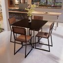 Ver imagem 5 de Conjunto Mesa de Jantar Quadrada Preta 4 Cadeiras Estofado Riviera Industrial Don Castro Decor