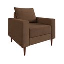 Ver imagem 2 de Poltrona Decorativa Ascona 1 Lugar em Eucalipto e Linho 85cm Marrom