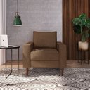 Ver imagem 1 de Poltrona Decorativa Ascona 1 Lugar em Eucalipto e Linho 85cm Marrom