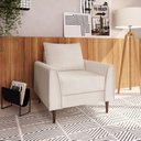 Ver imagem 1 de Poltrona Decorativa Bienna 1 Lugar Estrutura e Pés em Eucalipto Tecido Linho 85cm Branco Off White