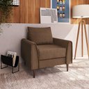 Ver imagem 1 de Poltrona Decorativa Bienna 1 Lugar Estrutura e Pés em Eucalipto Tecido Linho 85cm Marrom