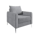 Ver imagem 2 de Poltrona Decorativa Davos 1 Lugar Estrutura Eucalipto Pés em Alumínio Tecido Linho 75cm Cinza