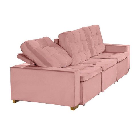 Sofá Modular 6 Lugares Retrátil E Reclinável 3.05M Rose