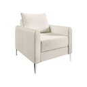 Ver imagem 2 de Poltrona Decorativa Davos 1 Lugar Estrutura Eucalipto Pés em Alumínio Tecido Linho 75cm Branco Off White
