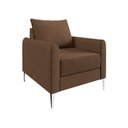 Ver imagem 2 de Poltrona Decorativa Davos 1 Lugar Estrutura Eucalipto Pés em Alumínio Tecido Linho 75cm Marrom