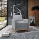 Ver imagem 1 de Poltrona Decorativa Lugano 1 Lugar Estrutura e Pés em Eucalipto Tecido Linho 67cm Cinza