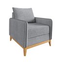 Ver imagem 2 de Poltrona Decorativa Lugano 1 Lugar Estrutura e Pés em Eucalipto Tecido Linho 67cm Cinza