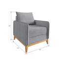Ver imagem 3 de Poltrona Decorativa Lugano 1 Lugar Estrutura e Pés em Eucalipto Tecido Linho 67cm Cinza