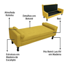 Recamier Baú Fênix para Cama Solteiro 90cm Suede Amarelo - Incasa Decor - 5