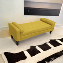 Ver imagem 2 de Recamier Baú Fênix para Cama Solteiro 90cm Suede Amarelo - Incasa Decor