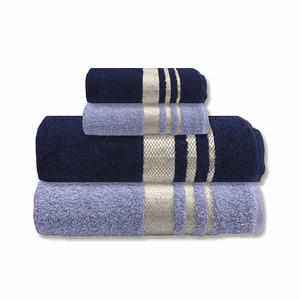 Jogo de Toalha 4 Peças - Felpuda - Toscana - 100% Algodão - Margex Cor: Lilás / Azul Marinho
