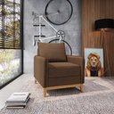 Ver imagem 1 de Poltrona Decorativa Lugano 1 Lugar Estrutura e Pés em Eucalipto Tecido Linho 67cm Marrom