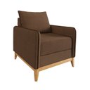 Ver imagem 2 de Poltrona Decorativa Lugano 1 Lugar Estrutura e Pés em Eucalipto Tecido Linho 67cm Marrom