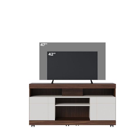 Rack Bancada Yara para Sala de Tv até 47 Polegadas Nogueira Real Off White Colibri