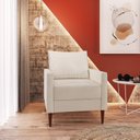 Ver imagem 1 de Poltrona Decorativa Fideris 1 Lugar Estrutura e Pés em Eucalipto Tecido Linho 70cm Branco Off White