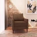 Ver imagem 1 de Poltrona Decorativa Fideris 1 Lugar Estrutura e Pés em Eucalipto Tecido Linho 70cm Marrom
