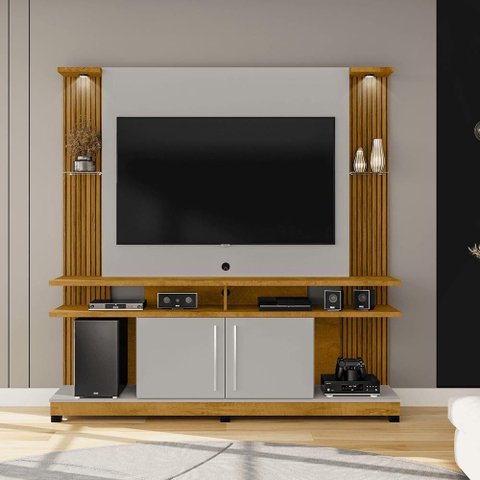 Home para Tvs York LED 55 Polegadas Nature Off White Ripado Bechara Móveis