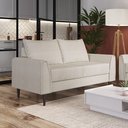 Ver imagem 1 de Sofá Living Bienna 2 Lugares Estrutura e Pés em Eucalipto Tecido Linho 1,40m Branco Off White