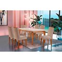 Ver imagem 1 de Conjunto Mesa de Cozinha Londrina Tampo Madeirado com Vidro 180x90cm e 6 Cadeiras Lunara Capuccino