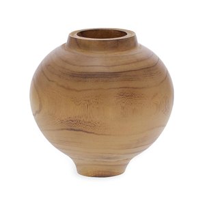 Vaso em Madeira Torneada Marrom Mart 23,5cm