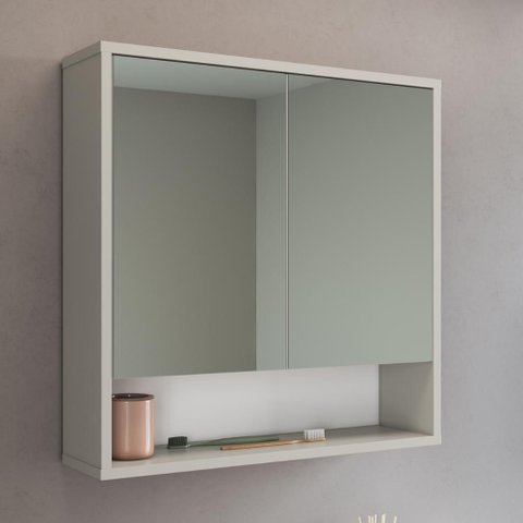 Espelheira de Banheiro com 2 Portas e Nicho 60cm Multimóveis Crart-EPL004 Arenas