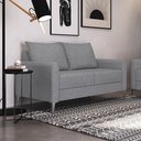 Ver imagem 1 de Sofá Living Davos 2 Lugares Estrutura Eucalipto Pés em Alumínio Tecido Linho 1,30m Cinza