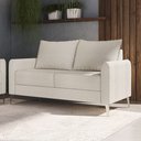 Ver imagem 1 de Sofá Living Davos 2 Lugares Estrutura Eucalipto Pés em Alumínio Tecido Linho 1,30m Branco Off White