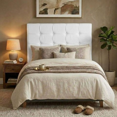 Cabeceira Estofada Luxo King Design Moderno e Sofisticado:Branco