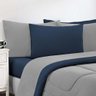 Kit Edredom + Jogo de Lençol Malha 100% Algodão Gran Moratta 7 Peças King - Cinza-azul Marinho - 3