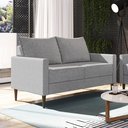 Ver imagem 1 de Sofá Living Fideris 2 Lugares Estrutura e Pés em Eucalipto Tecido Linho 1,25m Cinza