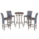 Ver imagem 1 de Mesa Bistro e 4 Banquetas Roma Marrom Corda Náutica 11 Prata