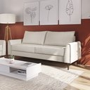 Ver imagem 1 de Sofá Living Bienna 3 Lugares Estrutura e Pés em Eucalipto Tecido Linho 1,90m Branco Off White