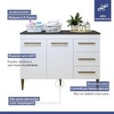 Ver imagem 3 de Lavanderia Petrópolis Balcão 2 Portas 3 Gavetas Kaiki Móveis Branco