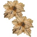 Ver imagem 1 de Kit 2 Flores Artificial Madeira Glitter Dourado Natal 25cm