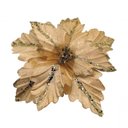 Ver imagem 3 de Kit 2 Flores Artificial Madeira Glitter Dourado Natal 25cm