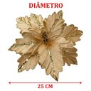 Ver imagem 2 de Kit 2 Flores Artificial Madeira Glitter Dourado Natal 25cm