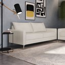 Ver imagem 1 de Sofá Living Davos 3 Lugares Estrutura Eucalipto Pés em Alumínio Tecido Linho 1,80m Branco Off White