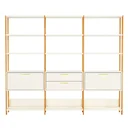 Ver imagem 2 de Estante com 2 Gavetas e 2 Portas 216cm Off White/freijó/gold E93