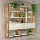 Ver imagem 1 de Estante com 2 Gavetas e 2 Portas 216cm Off White/freijó/gold E93