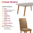 Ver imagem 2 de Conjunto de Jantar Copper 6 Lugares Tampo MDF com Vidro Serigrafado Amadeirado 180cm Moderna